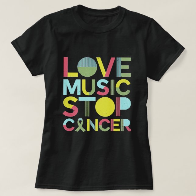 T-shirt Love Music Stop Cancer St Jude Music  (Design devant)
