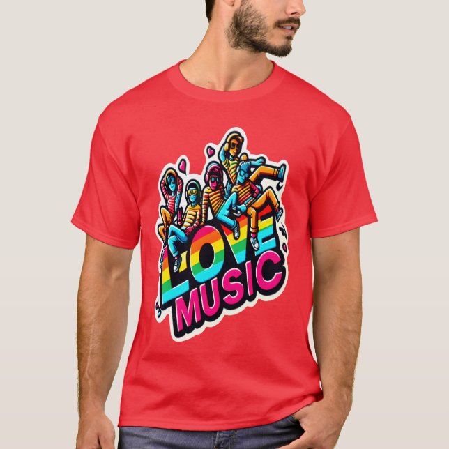 T-shirt Love Music vivid retro (Devant)