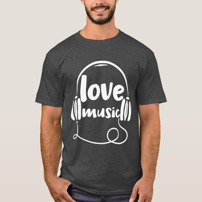 T-shirt Love Musique vêtements avec écouteurs amis (Devant)