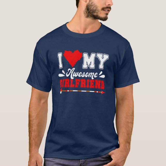 T-shirt Love My Cool Girlfriend Saint Valentin Couples (Devant)