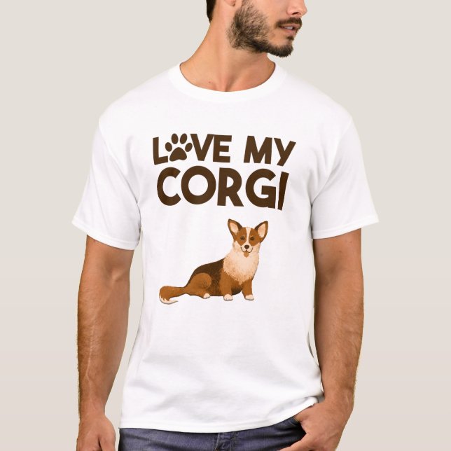 T-shirt LOVE MY CORGI with Dog Illustration (Devant)
