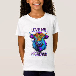 T-Shirt Love my Highland Cows Cyberpunk Style Art