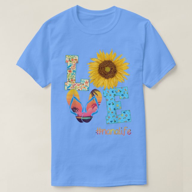 T-shirt LOVE Nana Life Tongs Tournesol Été Mère' (Design devant)