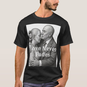 T-shirt Love Never Fades Gravure sur bois vintage Anniver