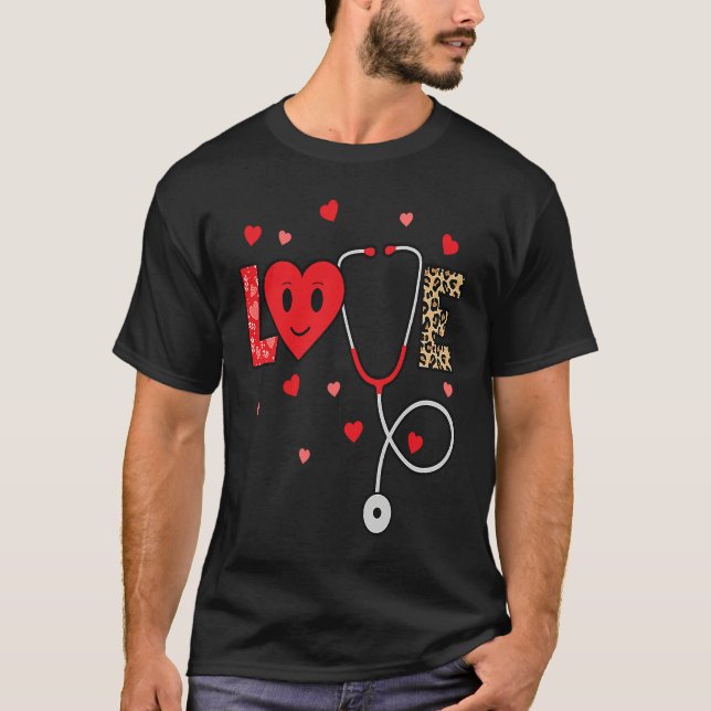 T-shirt Love Nurse Life Valentines Day Heart Nursing Scrub (Devant)