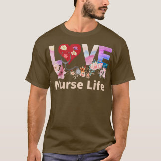 T-shirt Love Nurse Life Watercolor Fleurs de printemps Lov