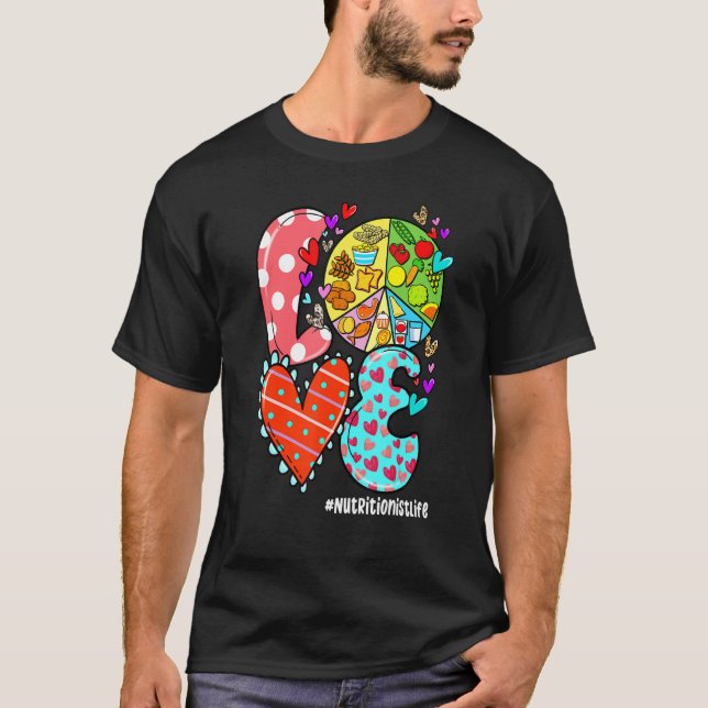 T-shirt LOVE Nutritionist Life Leopard Heart Valentine's D (Devant)