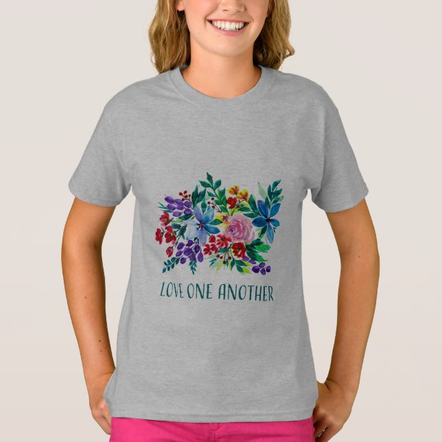 T-shirt Love One Another-Phoebe Floral Inspirational  (Devant)