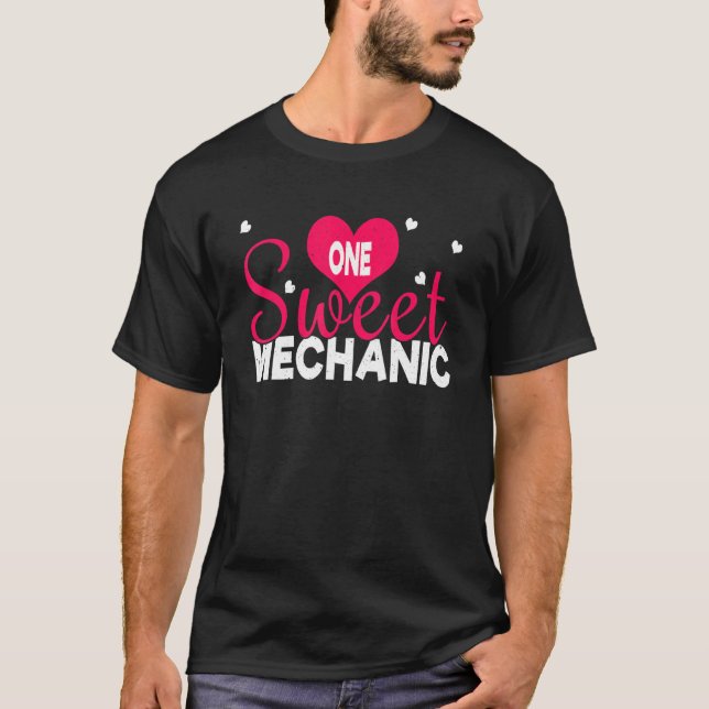T-shirt Love One Sweet Mechanic Car Hearts Day Joyeux Vale (Devant)