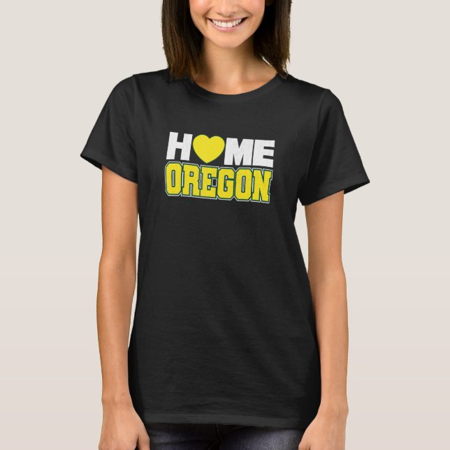 T-shirt Love Oregon Green & Yellow Oregon Heart Hometown L (Devant)