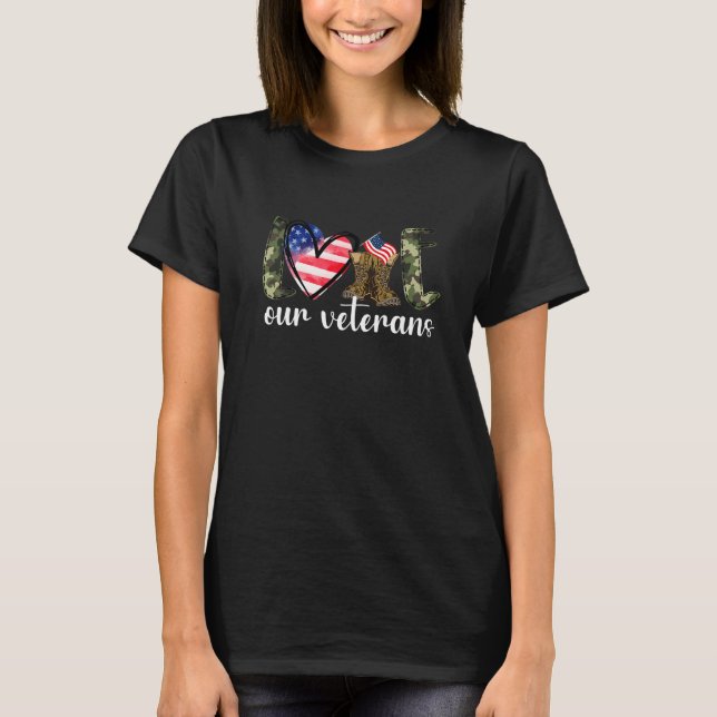 T-shirt Love Our Veterans  American Flag Veterans Day Mili (Devant)