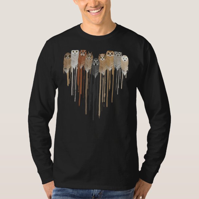 T-shirt Love Owl Feather Heart Amérindien Amérindien Améri (Devant)