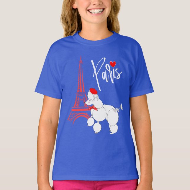 T-shirt Love Paris French Poodle Super Cute (Devant)