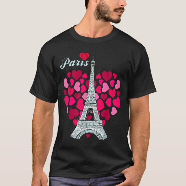 T-shirt Love Paris Heart Eiffel Tower Souvenir France Fren (Devant)