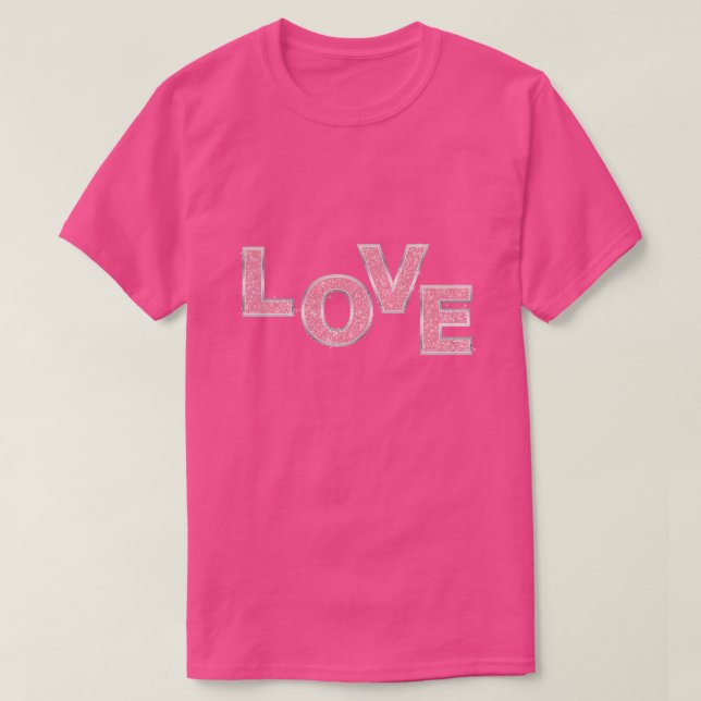 T-shirt Love Parties scintillant rose (Design devant)