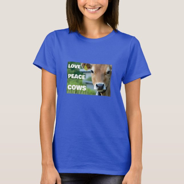 T-shirt Love Peace Cows (sombre) (Devant)