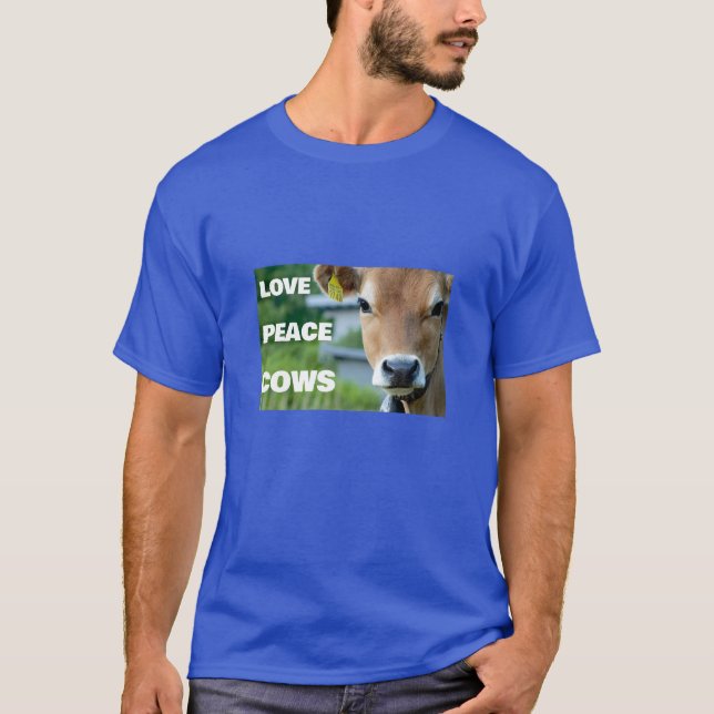 T-shirt Love Peace Cows (sombre) (Devant)