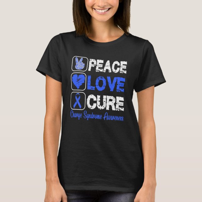 T-SHIRT LOVE PEACE CURE CHARGE SYNDROME SENSIBILISATION (Devant)