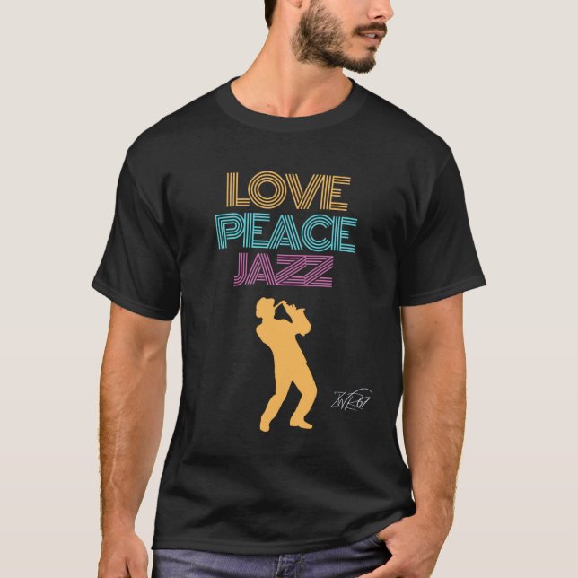 T-shirt Love Peace Jazz (Devant)