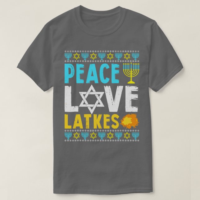 T-shirt Love Peace Latkes Hanoukka Chanukah juif (Design devant)