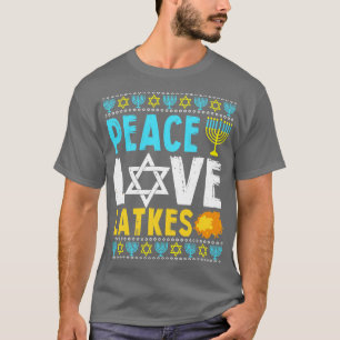 T-shirt Love Peace Latkes Hanoukka Chanukah juif