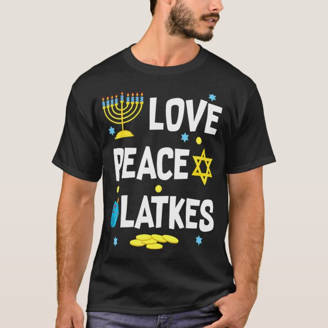 T-shirt Love Peace Latkes Hanoukka Chanukah juif (Devant)