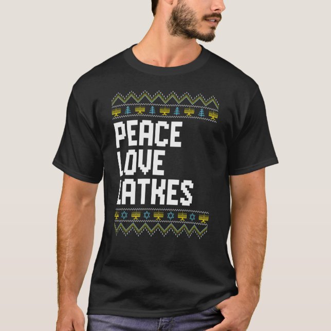 T-shirt Love Peace Latkes Hanoukka Chanukah juif (Devant)