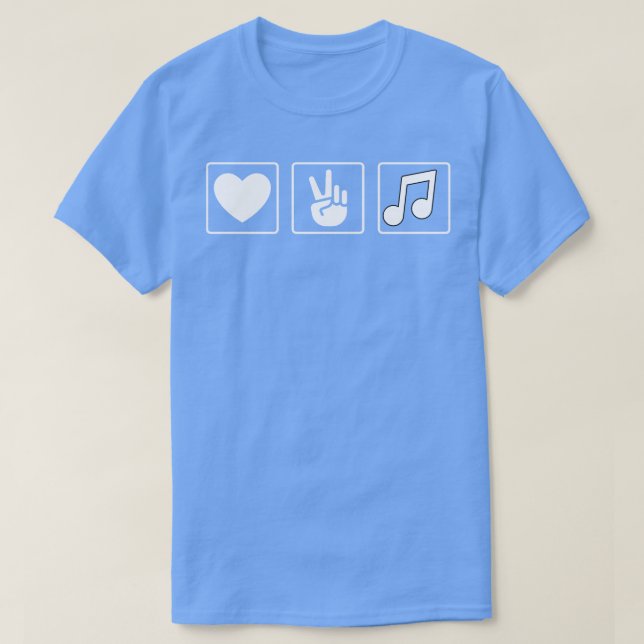 T-shirt Love Peace Music (Design devant)