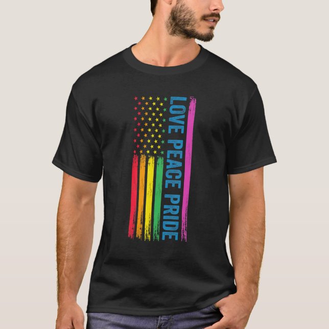 T-shirt Love Peace Pride Lgbtq (Devant)