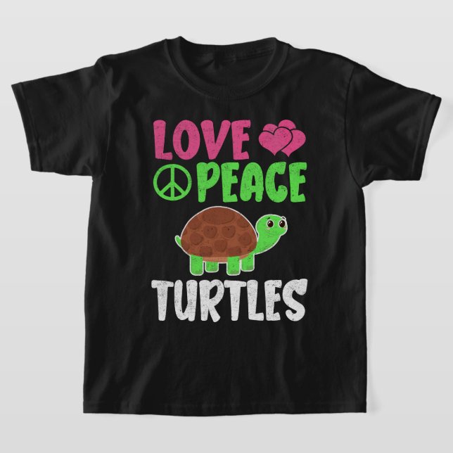T-shirt Love Peace Turtles Cute Zoo Animaux Tortues Lover (Poser)