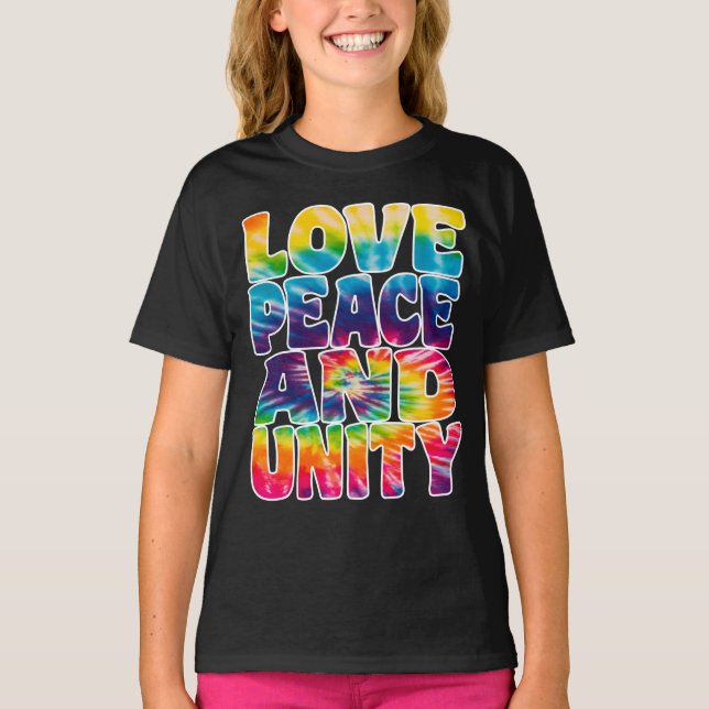 T-SHIRT LOVE PEACE UNITY. (Devant)