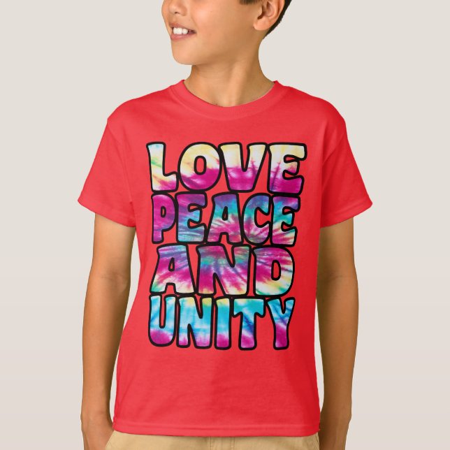 T-SHIRT LOVE PEACE UNITY. (Devant)