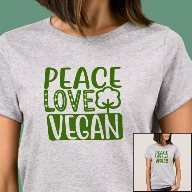 T-shirt Love Peace Vegan - en couleur claire (Créateur téléchargé)