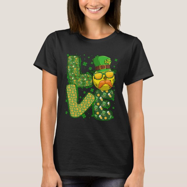 T-shirt Love Pickleball Leprechaun Shamrock Da (Devant)