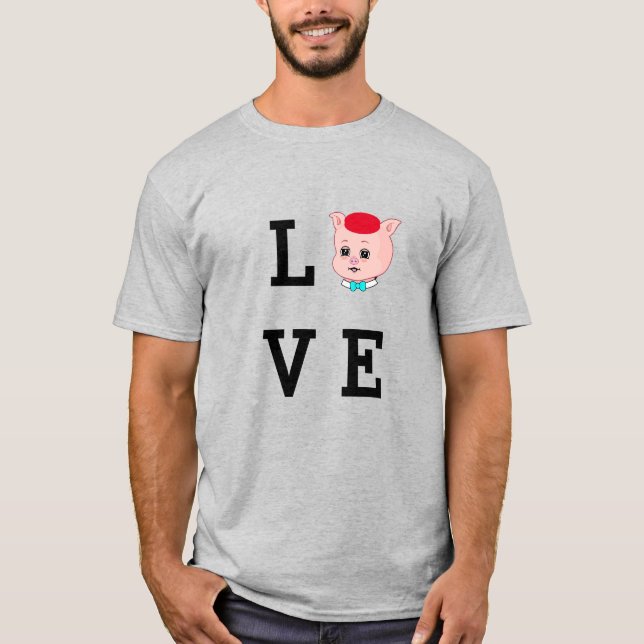 T-shirt Love Pig Cartoon (Devant)