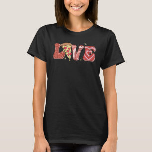 T-shirt Love Pizza Foods Leopard Hearts Retro Super Valen