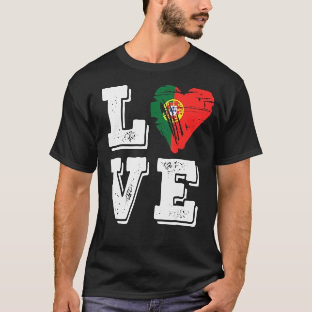 T-shirt Love Portugal Drapeau Fier Portugais (Devant)