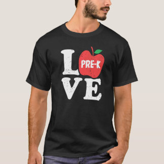 T-shirt Love Pré K Apple Enseignant