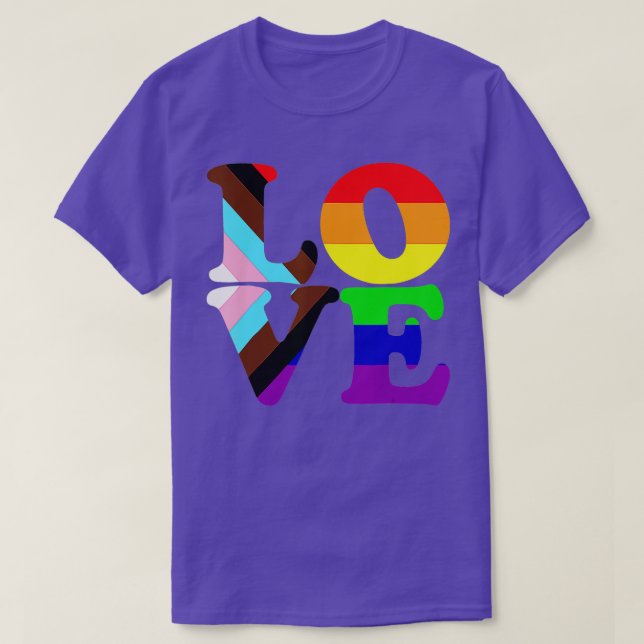 T-shirt Love Progress Gay pride LGBT (Design devant)