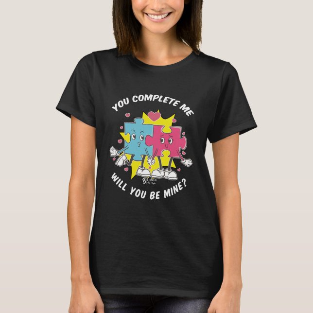 T-shirt Love Puzzle Femmes Noir (Devant)