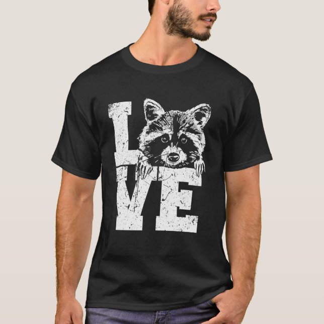 T-shirt Love Raccoon Animal Trash Panda Cute Raccoon 1 (Devant)