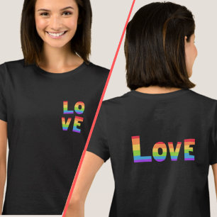T-shirt LOVE Rainbow Colors LGBTQ Pride avant et arrière I