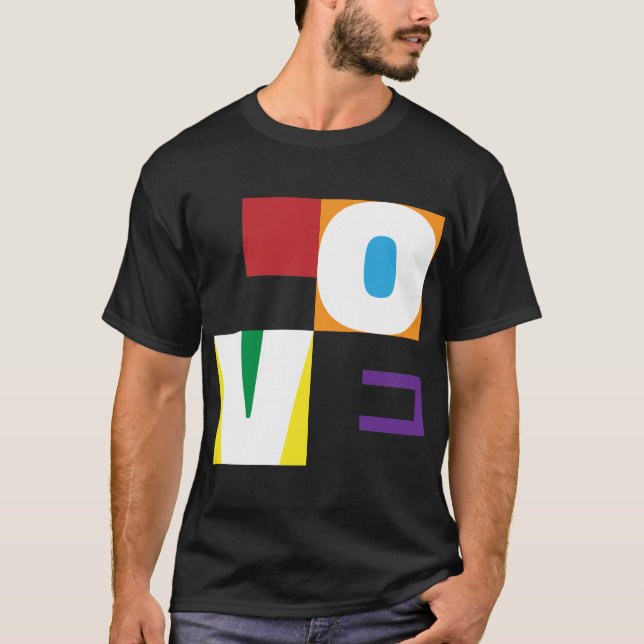 T-shirt Love Rainbow Colours Lettre moderne Art Design (Devant)