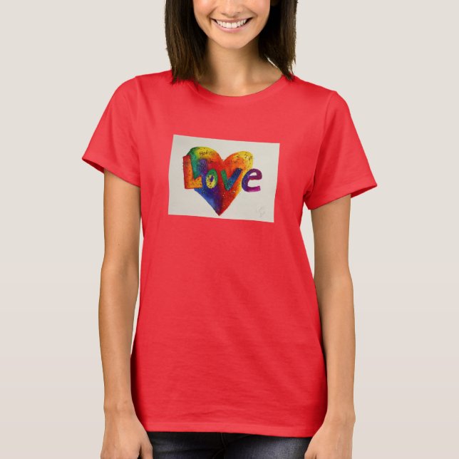 T-shirt Love Rainbow Heart Parties scintillant Art Word TS (Devant)