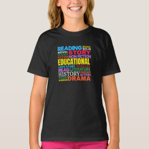T-shirt Love Reading Books - Genre Word Art