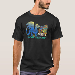 T-shirt Love Reading Books Vintage  Retro Book Dragon Grap