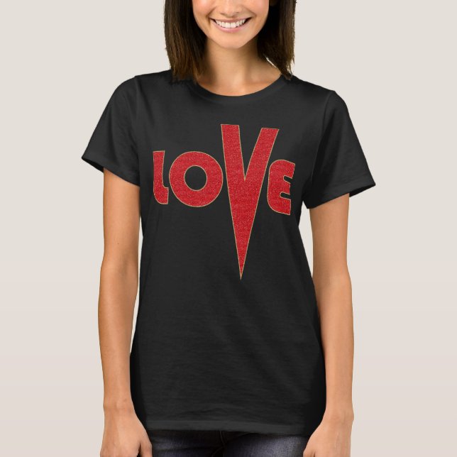 T-shirt Love Red And Gold Parties scintillant High V Lettr (Devant)