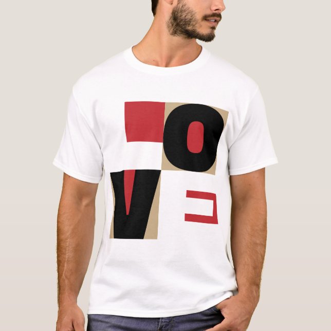 T-shirt Love Red Black Gold Contemporary Letter Art Design (Devant)