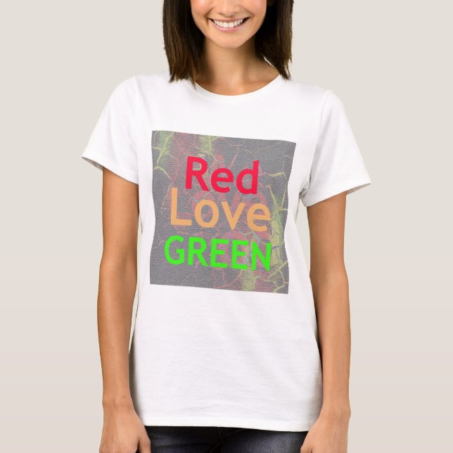 T-SHIRT LOVE RED GOLDEN VERT (Devant)