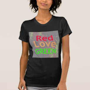 T-SHIRT LOVE RED GOLDEN VERT